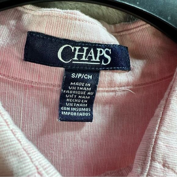 Chaps Linen Blend Button Front Blouse Pink Women’s Size S - Picture 2 of 7